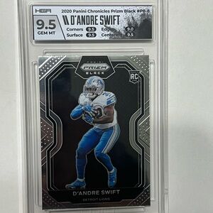 2020 Prizm Black HGA 9.5 Deandre Swift Graded Rookie Card Lions Bears 🔥🏈